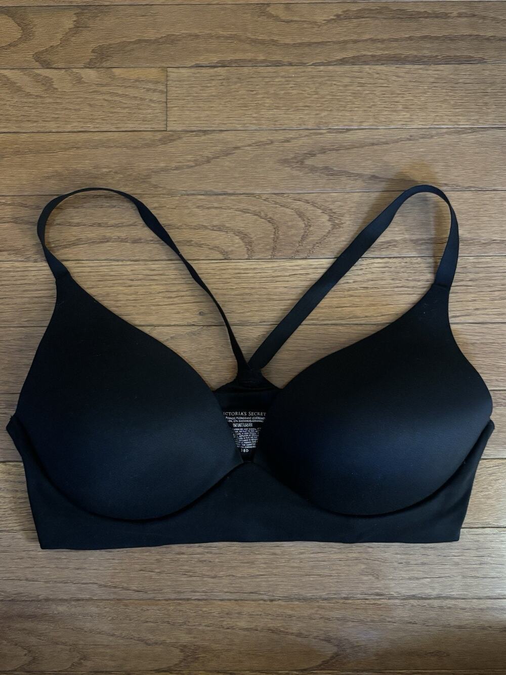 Victoria’s Secret Black Lightly Lined Plunge Racer Back Bra Wireless 38D